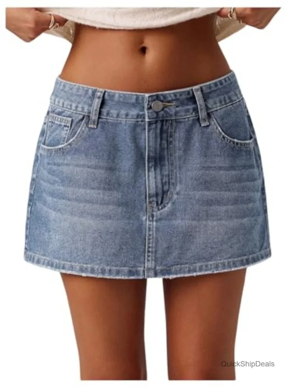 Women's Low Rise Y2K Denim Mini Skirt with Pockets